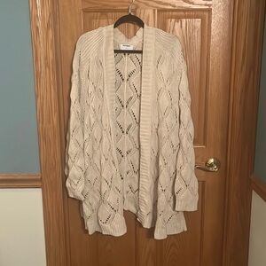 Cream Open Weave Open Front Cardigan